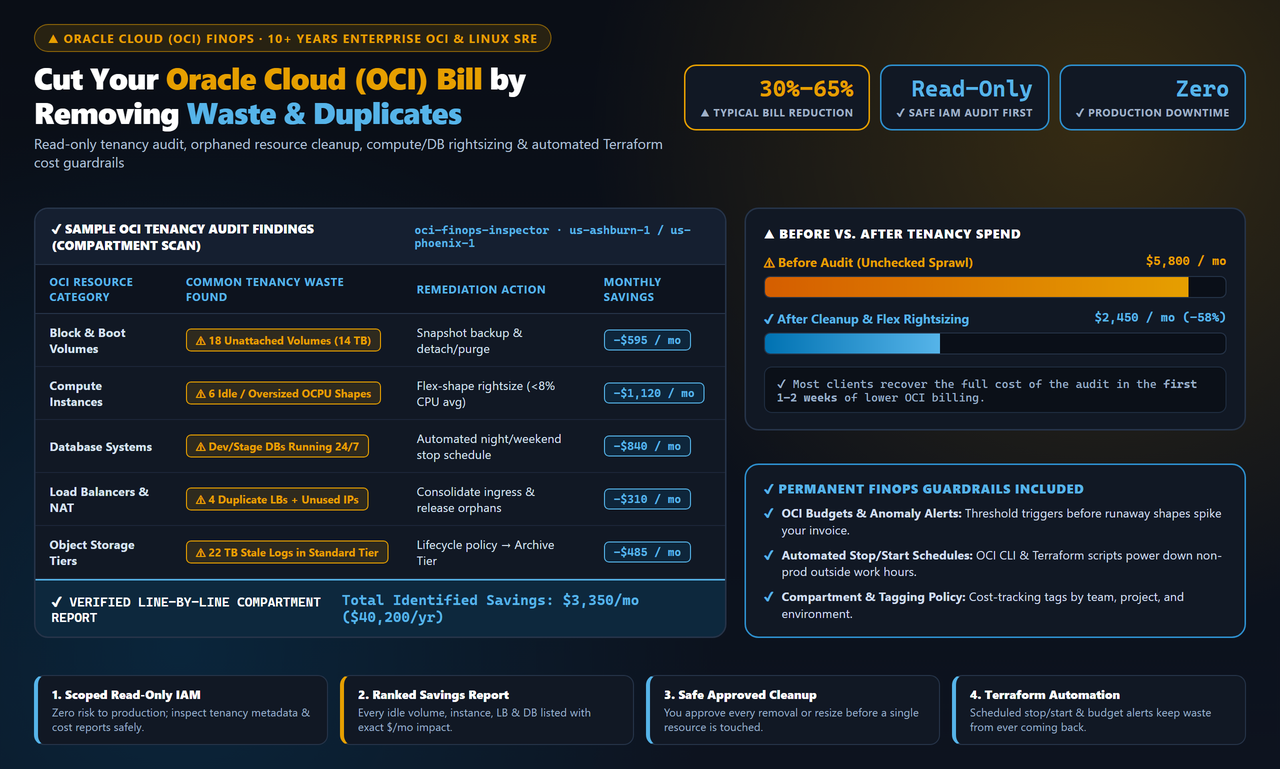 Oracle Cloud (OCI) FinOps Audit & Waste Removal